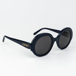 Loewe LW40135I SLIM 90A BRAND NEW Sunglasses Shiny Blue Smoke Round Women